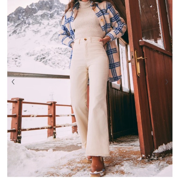 Marine Layer Bridget Full Length Raw Edge Pant in Cream Size 4 - Picture 7 of 10